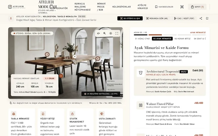 Solid wood table configurator template